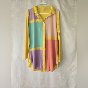 Vibrant Patchwork Button-Down Shirt